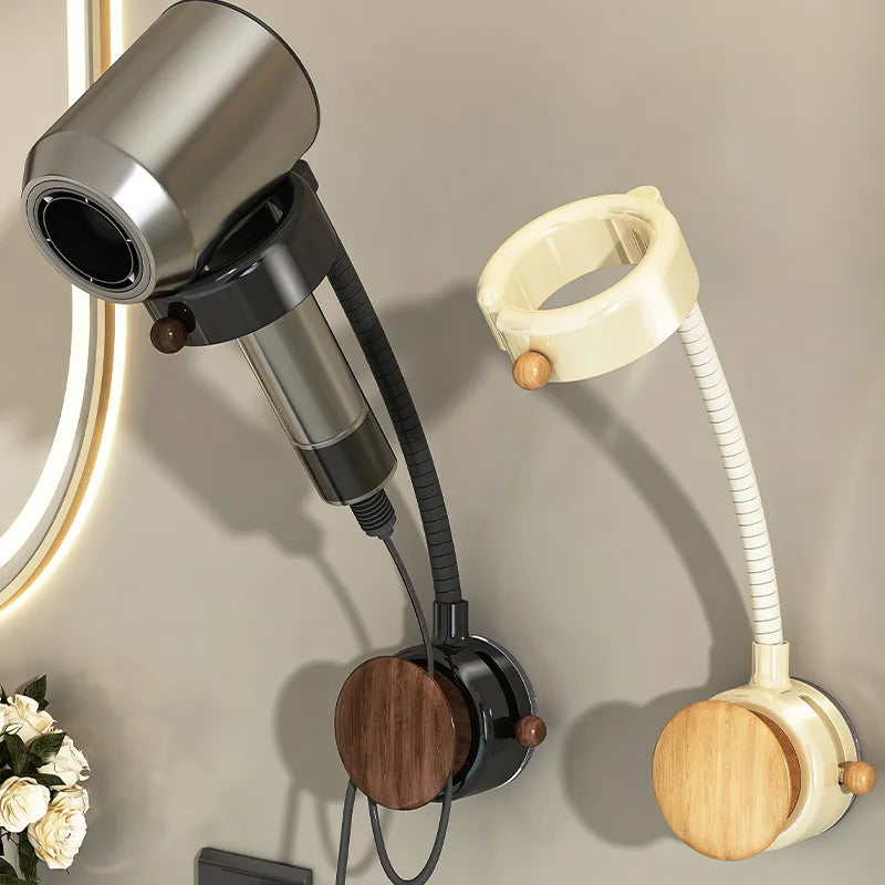 Rotatable Lazy Hair Dryer Holder Bathroom Non-punching Wall-Mounted Wind Duct Storage Rack Adjustable Hair Dryer Storage Rack